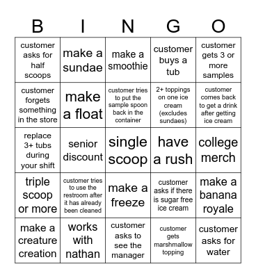 6/23/2024 closing shift Bingo Card