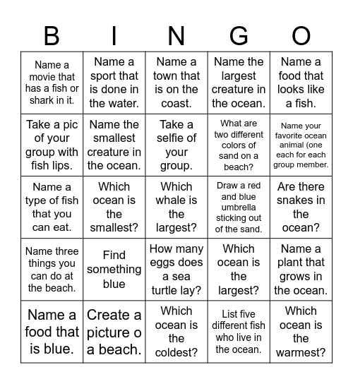 Bingo Fun Bingo Card