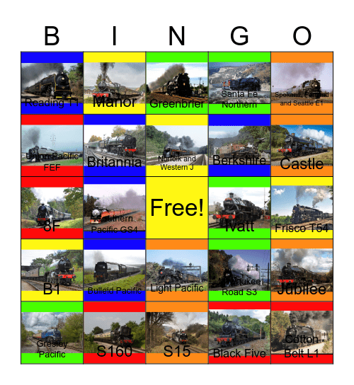 The Most Deafening Steam Locomotives Bingo Card