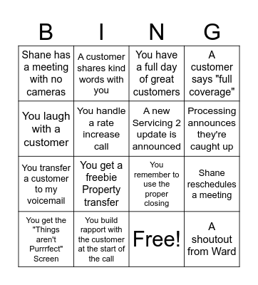 Progressive Bingo Card