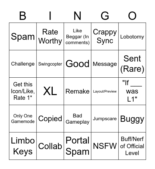 Recent Tab Bingo Card