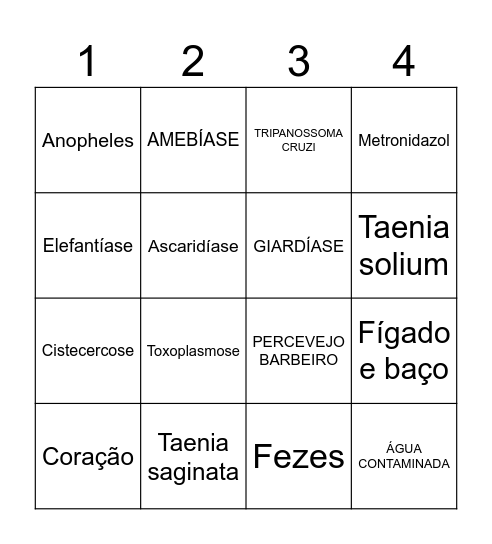 BINGO - PROTOZOÁRIOS Bingo Card