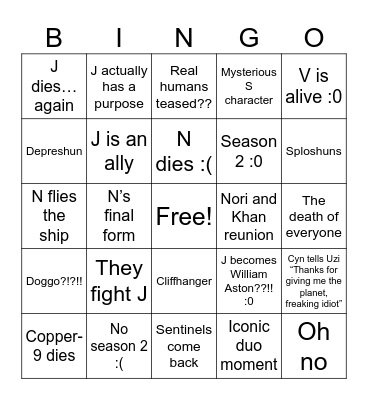 Episode 8 Bingo Card