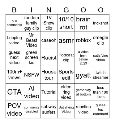 Untitled Bingo Card