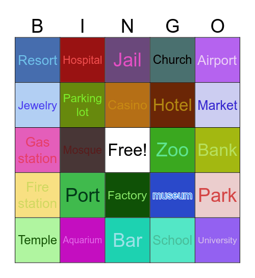 Place Bingo Card