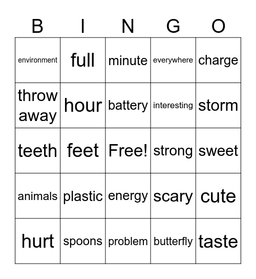 Ecology Bingo Card