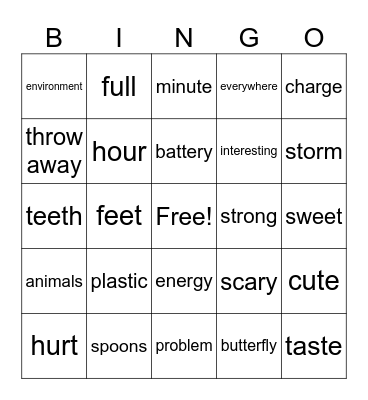 Ecology Bingo Card