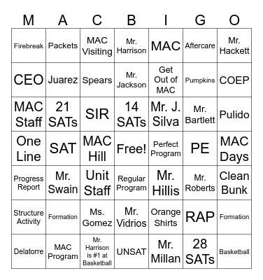 Ultimate MAC Bingo Card