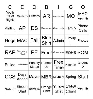 MAC BINGO Card