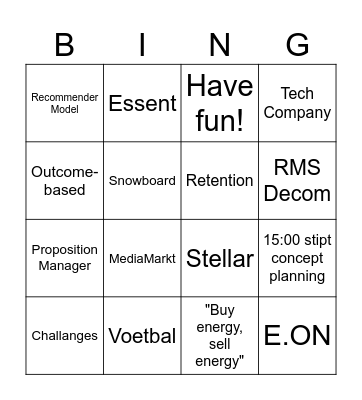 IEngage Kickoff Bingo Card