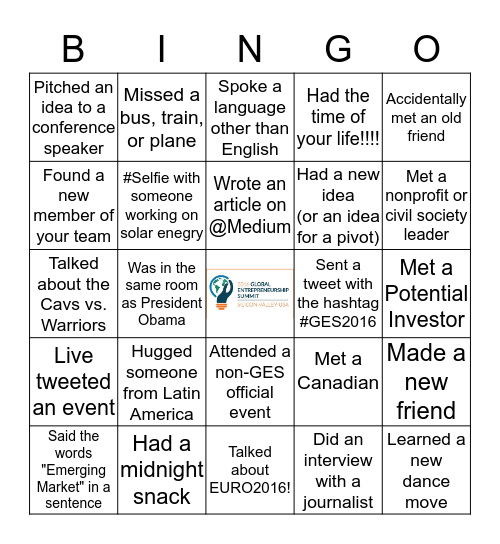 #GES2016 BING Bingo Card