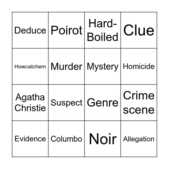 Detective Bingo Card