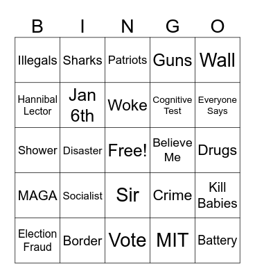 June ‘24 Debate Bingo Card