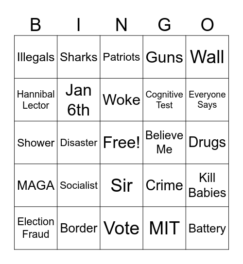 June ‘24 Debate Bingo Card