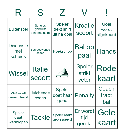 RSZV EK Bingo - Italie vs Kroatië Bingo Card