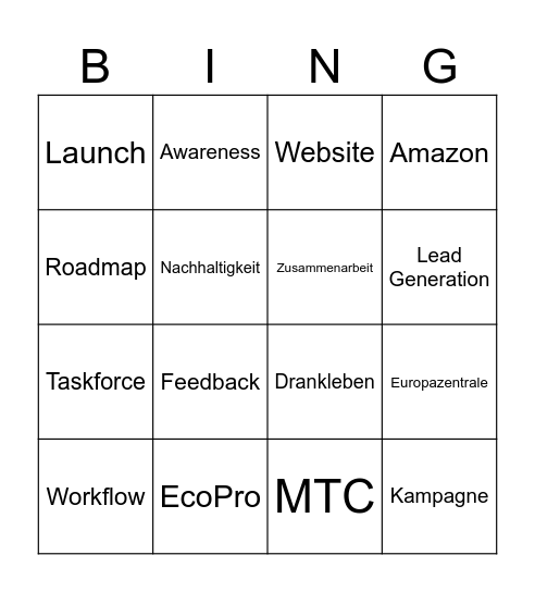 BIG Marketing Meeting Bingo Card