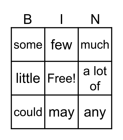 CLASS BINGO Card