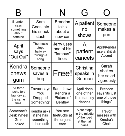 SHPPT Bingo Card