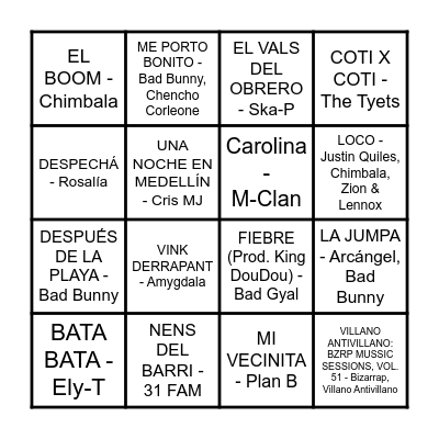 BINGO MUSICAL Bingo Card