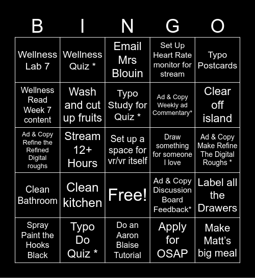To Do List Bingo 2 Bingo Card