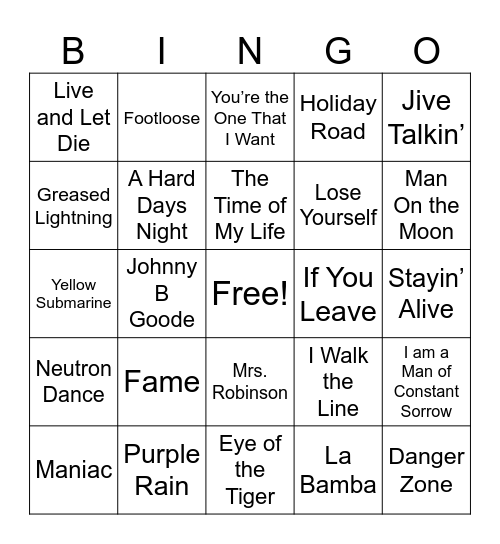 Movies Bingo Card