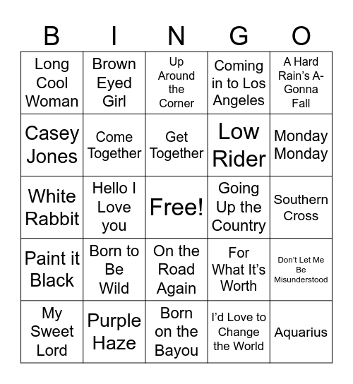 War and Peace Man Bingo Card