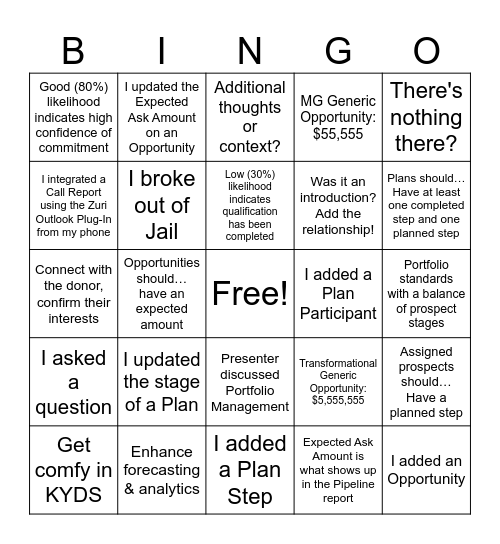 MG Jail Day Bingo Card