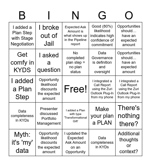 MG Jail Day Bingo Card