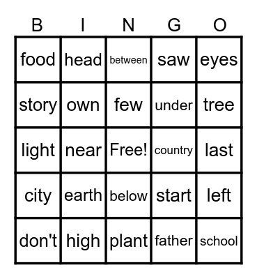 2nd Grade Fry Words :) Bingo Card