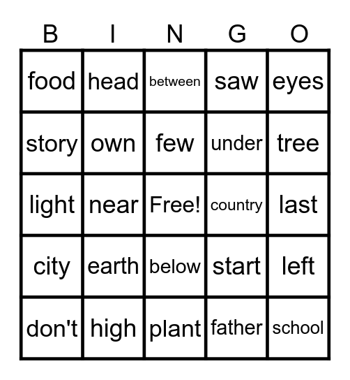 2nd Grade Fry Words :) Bingo Card