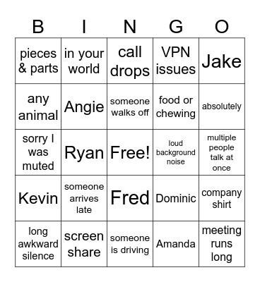 AdCo BinGo Card
