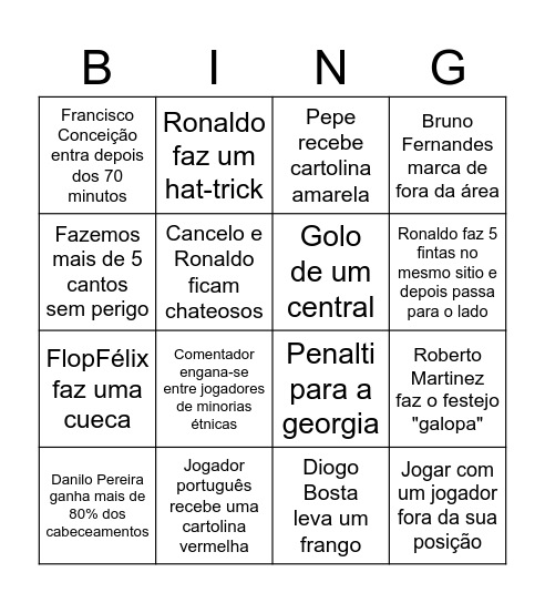 Bingo memo à tuga Bingo Card