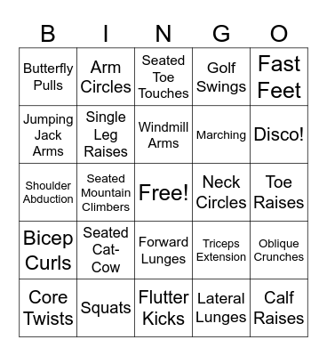 Fitness BINGO Card