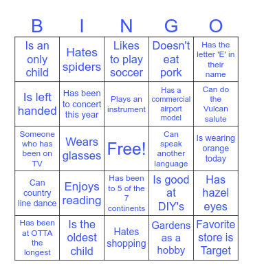 People Bingo Card