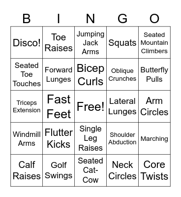 Fitness BINGO Card