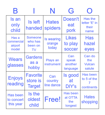 People Bingo Card