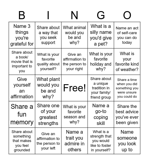 More Therapy Bingo Card