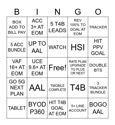 SALES BINGO Card