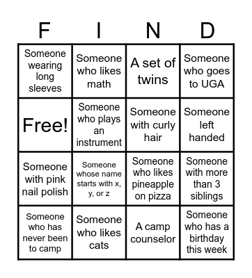 Cloverleaf Camp 2024 Bingo Card