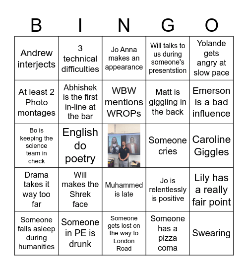 PGCE Celebrations Bingo Card