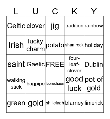 St. Patty's Day Bingo Card