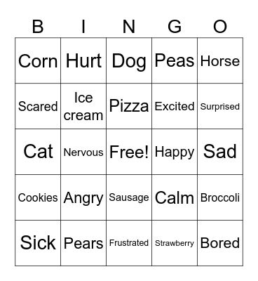 Emotions Bingo Card