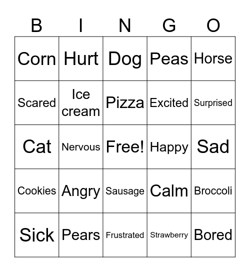 Emotions Bingo Card