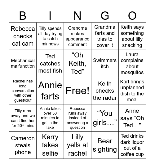 2024 Trout Lake Bingo Card