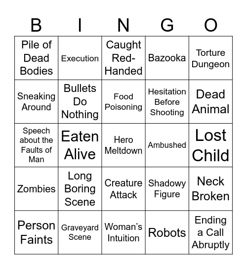 BingoFlix: It's Alive! Bingo Card