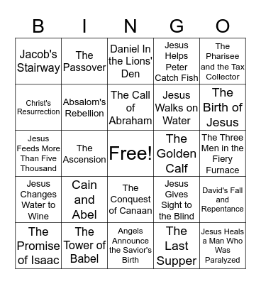 Bible Stories Bingo Card