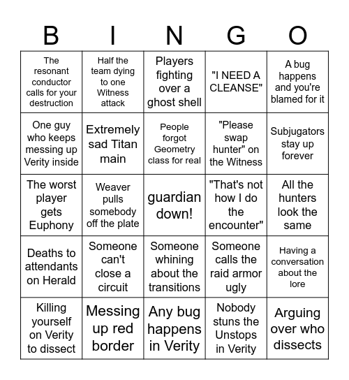 SALVATION'S EDGE LFG Bingo Card