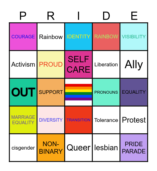 PRIDE Bingo Card