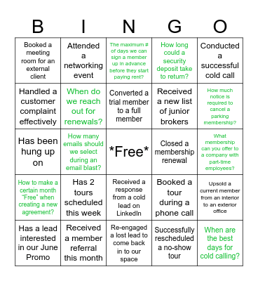 Sales BINGO Card