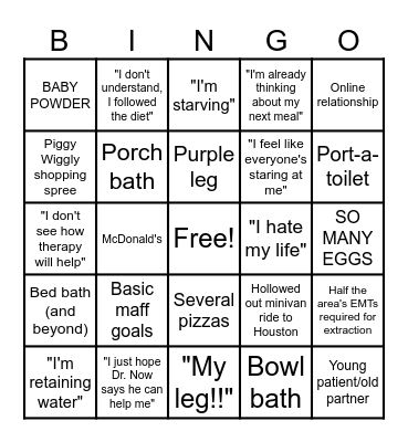 My 600 lb. Life Bingo Card